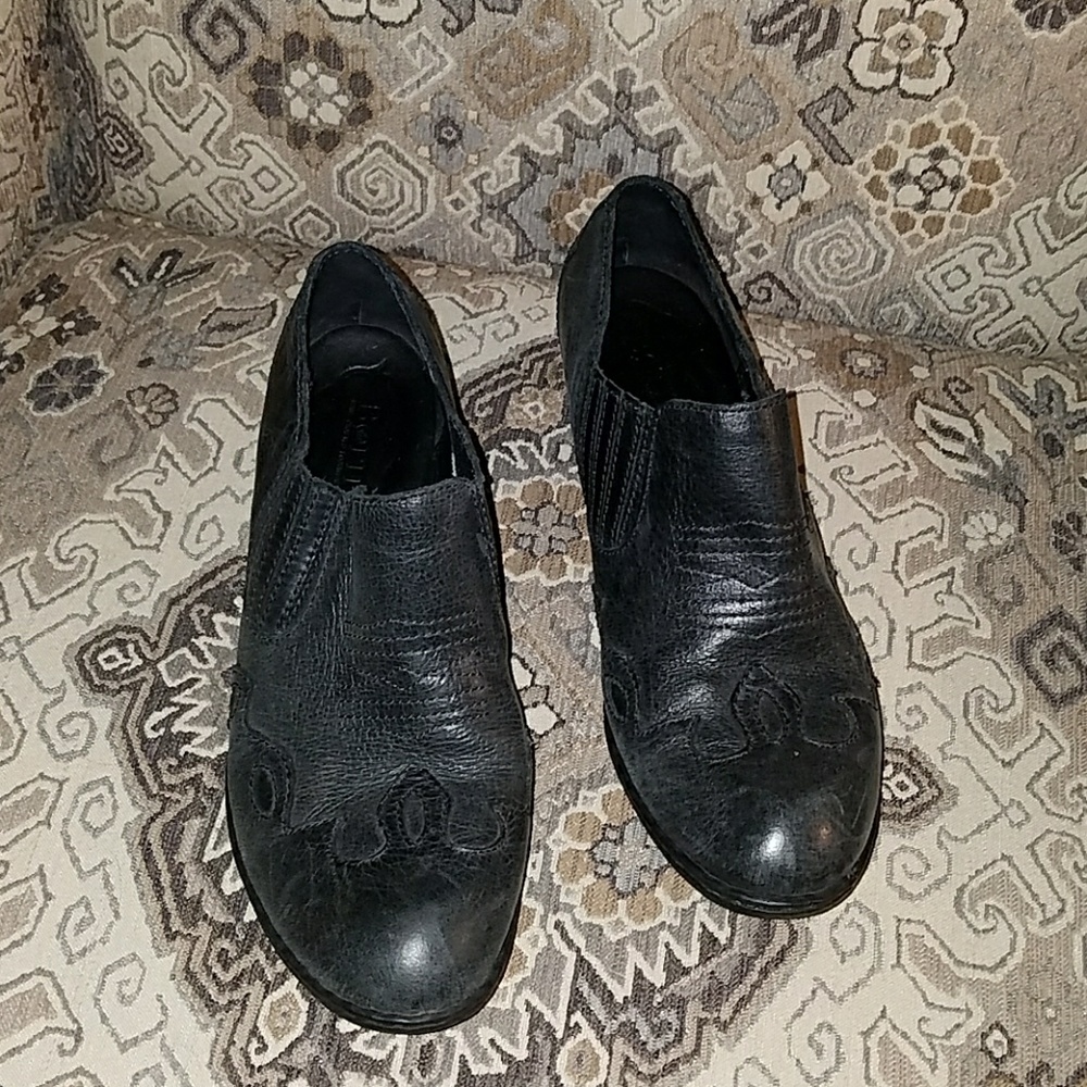 Born black leather western slip-on ankle bootie